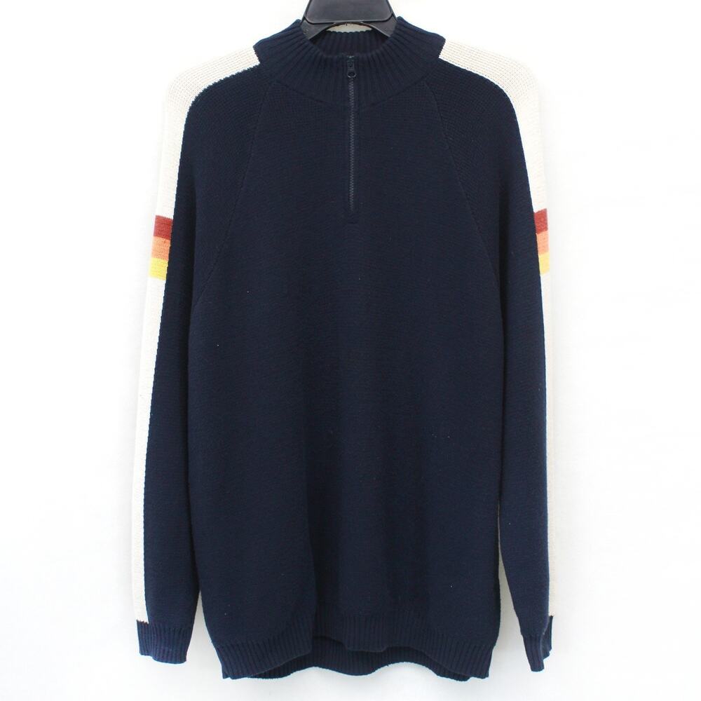 Marine Layer Archive Men's Cotton Sweater Mock Neck Long Sleeve Golf Polo XL